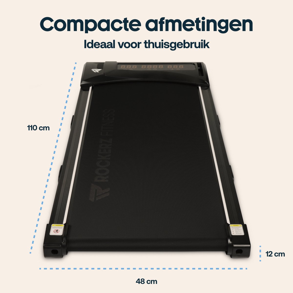 Afbeelding 2 van Rockerz Loopband Inklapbaar - 1-6km/u - Wandelband onder bureau - Walking Pad - Treadmill - Zwart