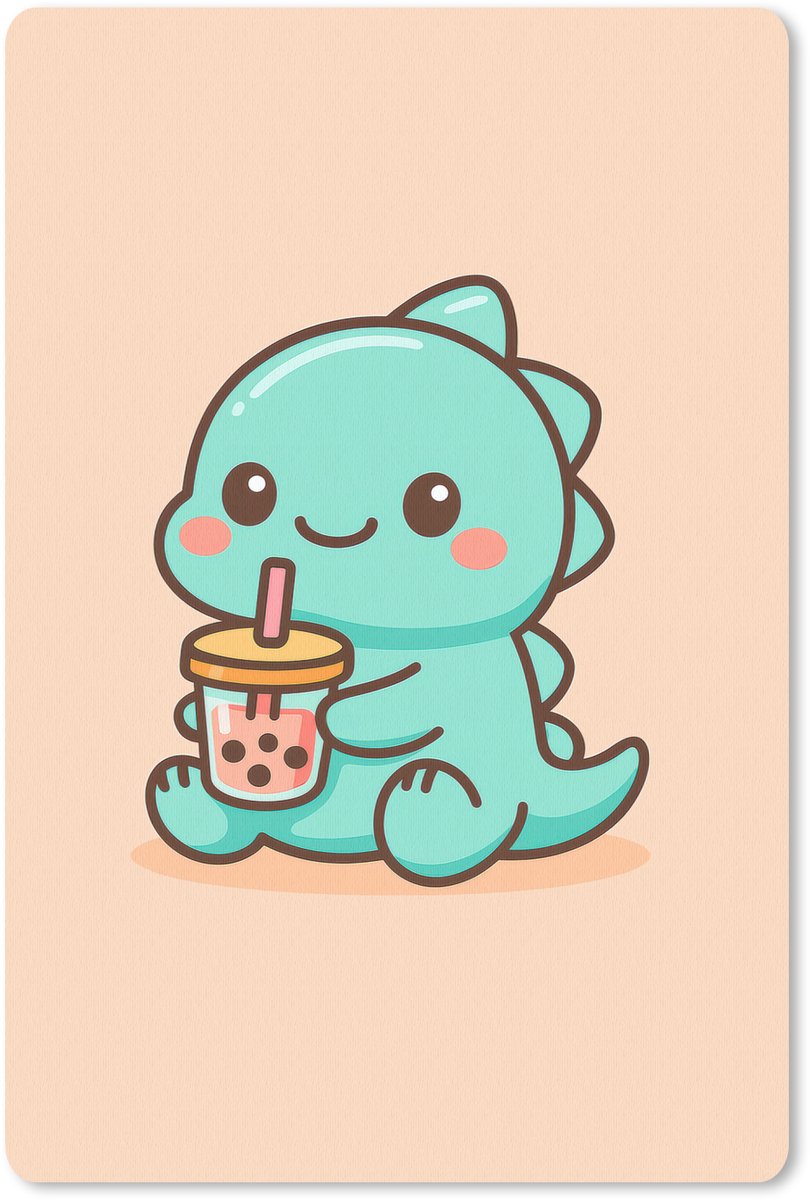 Muismat 18x27 cm - Mousepad Dino - Boba - kawaii - Oranje - Muismatten