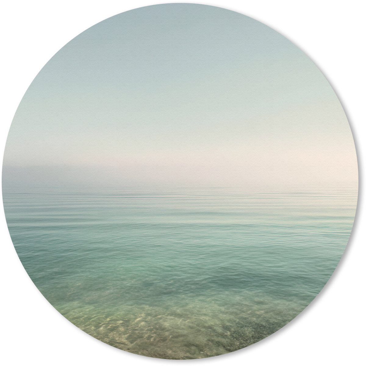 Muismat rond 30x30 cm - Mousepad Zee - Horizon - Blauw - Mist - Ronde muismatten