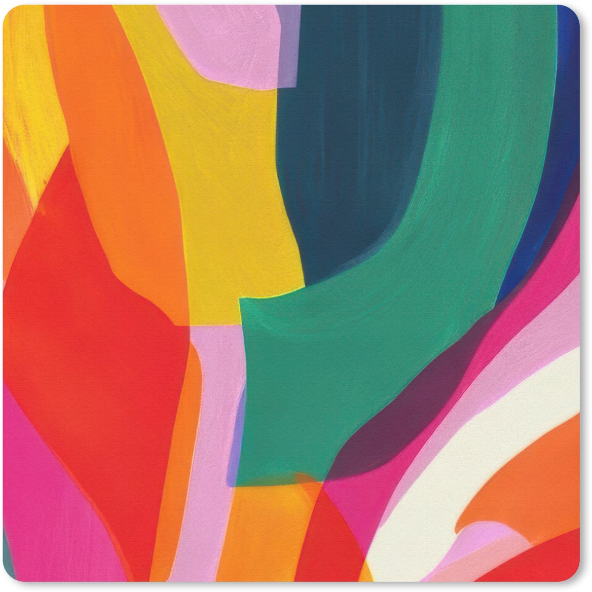 Muismat 30x30 cm - Mousepad Vormen - Golvend - Abstract - Felroze - Muismatten