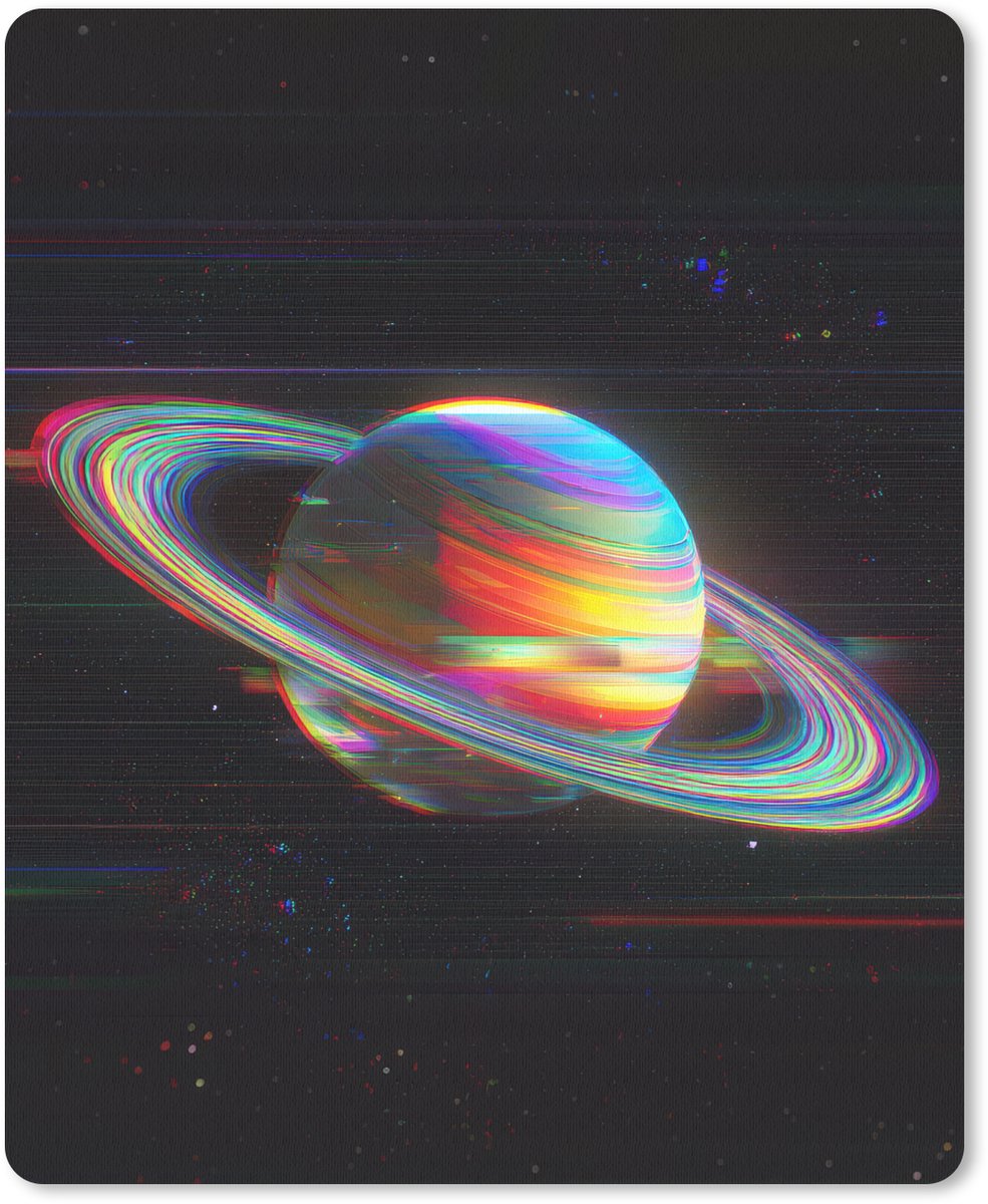 Muismat 19x23 cm - Mousepad Planeet - Cirkel - Kleurrijk - Muismatten