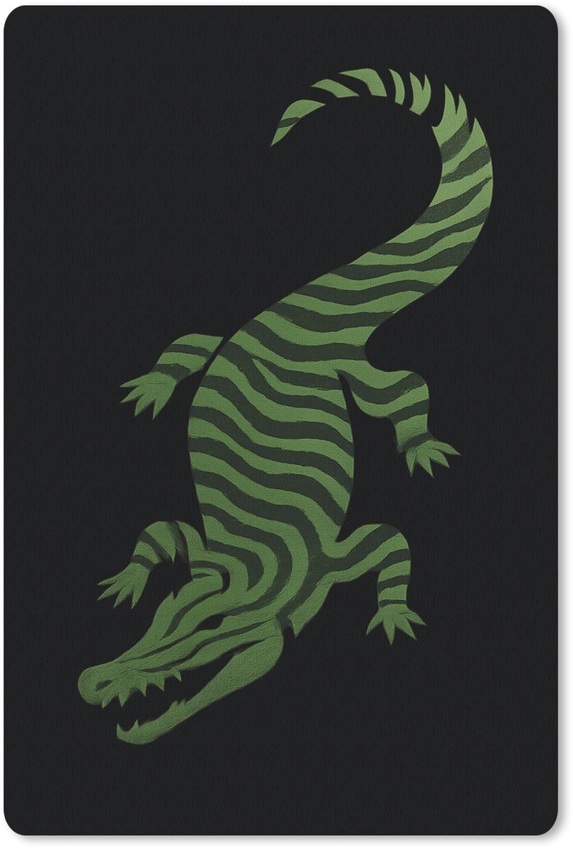 Muismat 18x27 cm - Mousepad Krokodil - Groen - Tijgerachtig - Strepen - Muismatten
