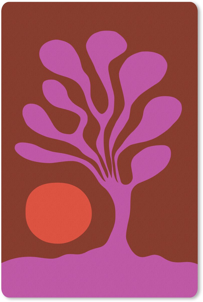 Muismat 18x27 cm - Mousepad Boom - Paars - Cirkel - Vloeiend - Muismatten