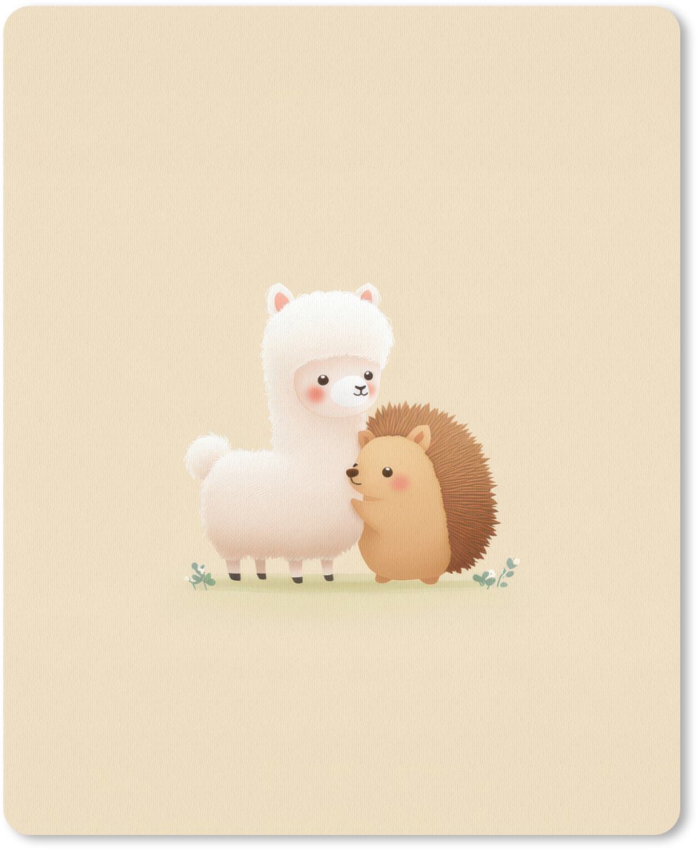 Muismat 19x23 cm - Mousepad Alpaca - Egel - Bruin - Knuffelen - Muismatten