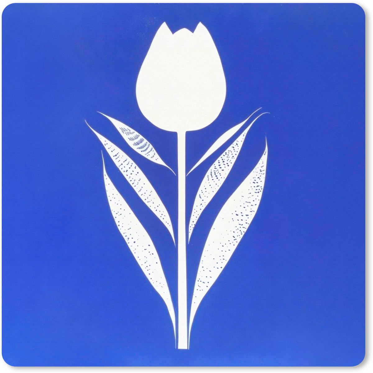 Muismat 30x30 cm - Mousepad Tulp - Minimalistisch - Bladeren - Wit - Muismatten
