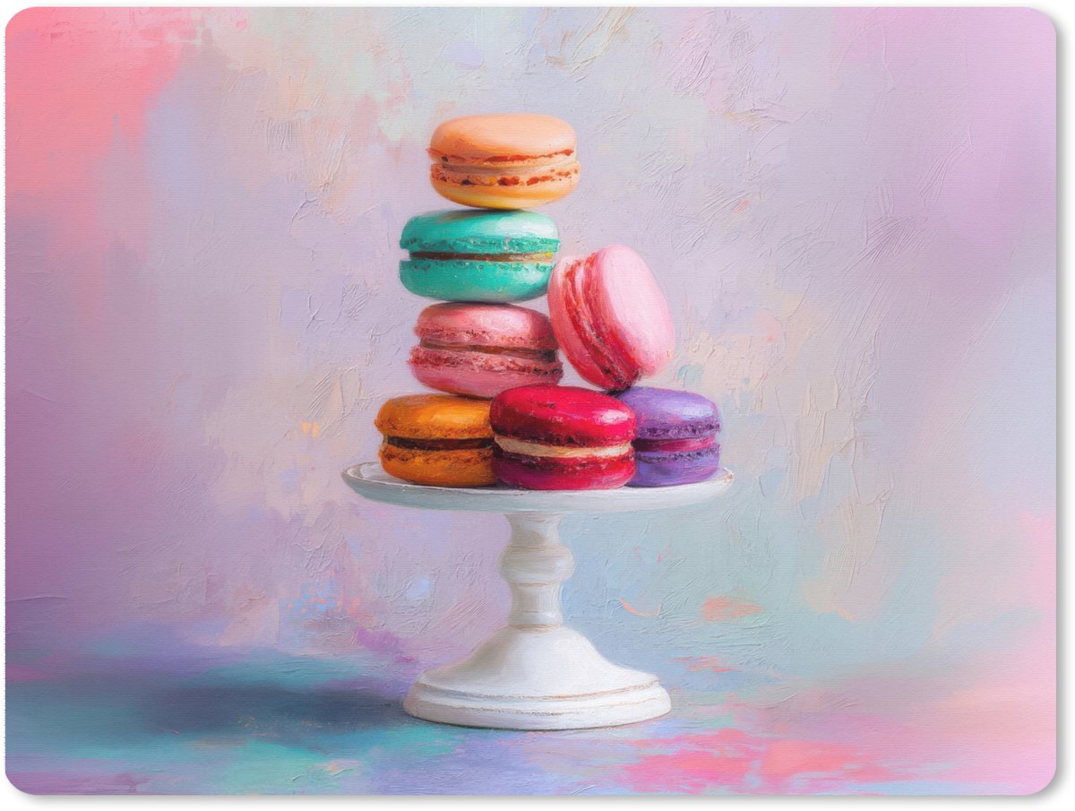 Muismat XXL 80x60 cm - Bureau onderlegger - Bureau mat Macarons - Schaal - Pastel - Kleurrijk - Bureaumat - Gaming mousepad xl - Bureaulegger groot - Computer deskmat