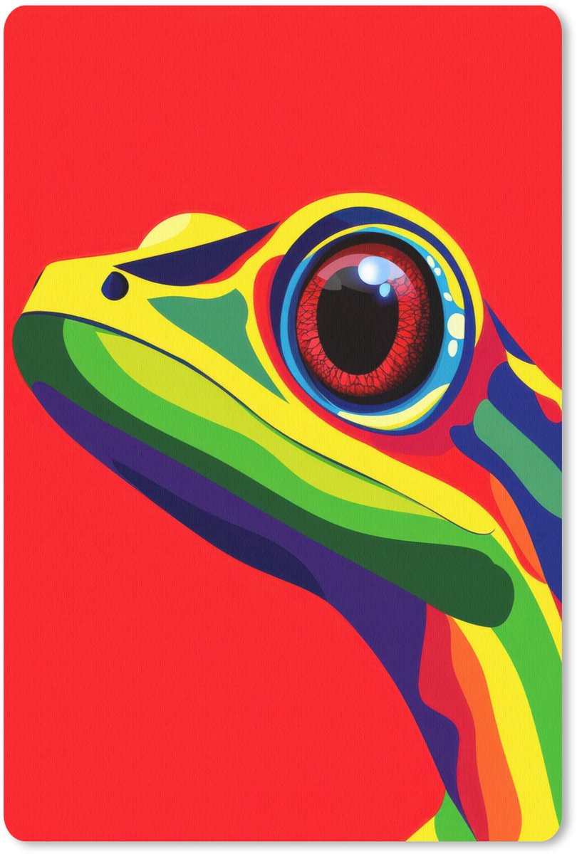 Muismat 18x27 cm - Mousepad Kikker - Kleurrijk - Strepen - Ogen - Muismatten