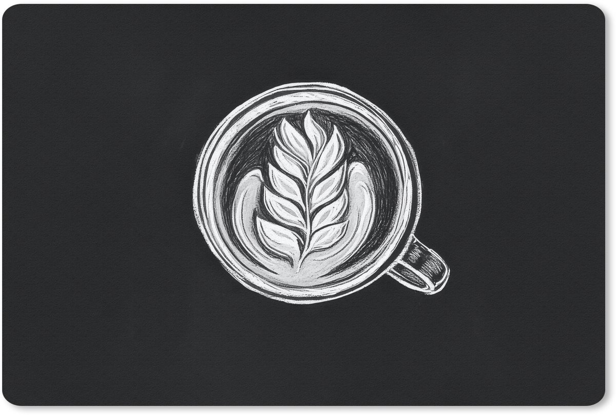 Muismat 27x18 cm - Mousepad Krijttekening - Koffie - Latte art - Muismatten