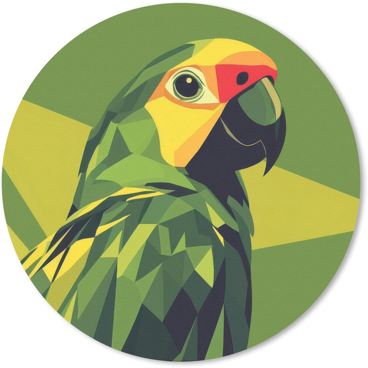 Muismat rond 20x20 cm - Mousepad Papegaai - Groen - Snavel - Abstract - Ronde muismatten