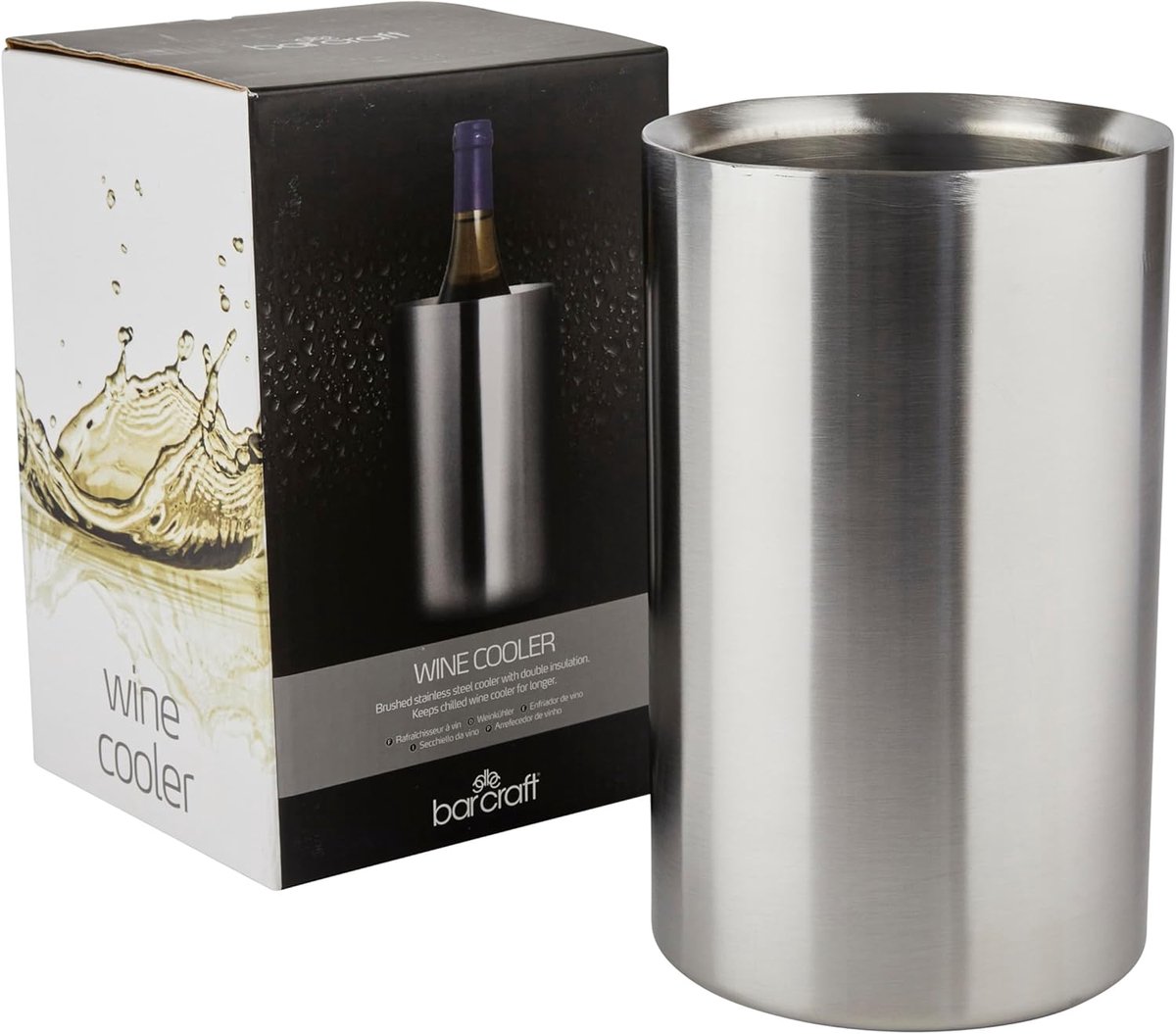 Wijnkoeler Geschenkverpakking Roestvrij Staal Zilverkleurig Eén Fles
