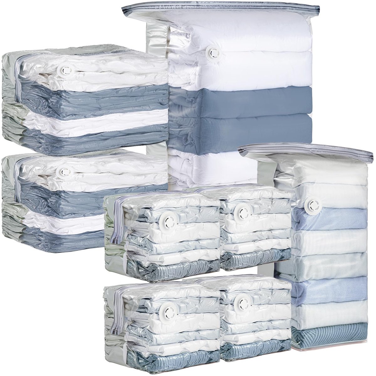 Ibenzoa® Ruimtebesparende vacuümzakken set voor kleding en beddengoed, 8 stuks