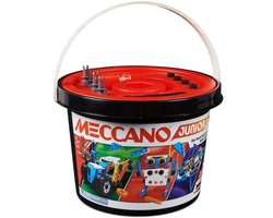 Bandai - Meccano Junior Barrel 150 stuks - Bouwset 5 modellen, 2 gereedschappen, instructies, opbergemmer - Activiteitenkit Montage speelgoed en voertuigen - Kinderspeelgoed 8 jaar en + - APM19103