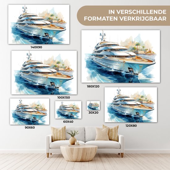 Peinture sur toile 180x120 cm - Décoration murale Bateau - Bateau de croisière - Water - Village - Maritime - Décoration murale murale salon - Décoration chambre - Accessoires de chambre - Peintures