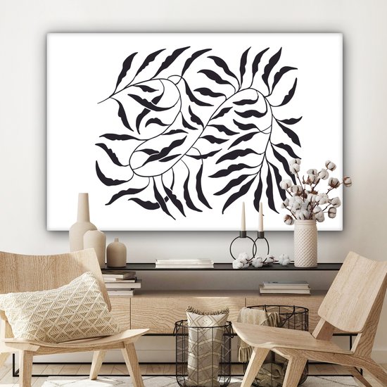 Peinture sur toile 150x100 cm - Décoration murale Feuilles - Plantes - Bohème - Wit - Abstrait - Décoration murale salon - Décoration chambre moderne - Tableaux abstraits