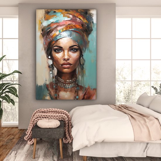 Tableau toile femme 90x140 cm - Décoration chambre adultes - Art moderne - Décoration murale toile toile abstraite - Toile murale cuisine - Photo sur toile - Tableau cuisine décoration maison - Décoration chambre abstraite - Hotel chic