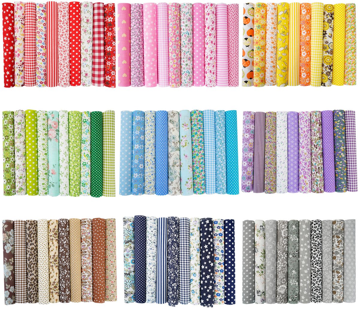 Creatorally 100 stuks Katoenen Stoffen - Vierkante Lapjes Stoffen - 10x10 cm - Naaien DIY - Bedding - quilt - patchwork - Pakket van 100 lapjes stof