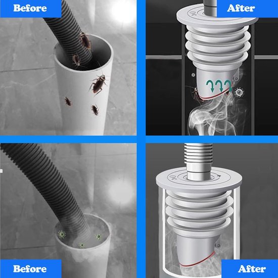 QUARKZMAN Afdichtring afvoerstop ring afdichting siliconen wasmachine afvoer vloer geurbescherming afdekking afvoerpijp afvoerpijp afvoer PVC 35-40 mm wit