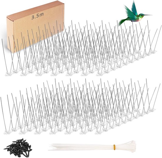 Foto: Duivenpinnen 3 5 meter rvs vogelwering metalen pinnen 14 stuks van 25 cm katten en vogelverjager duiven en kraaienwering spikes voor balkon dak hek tuin en raam