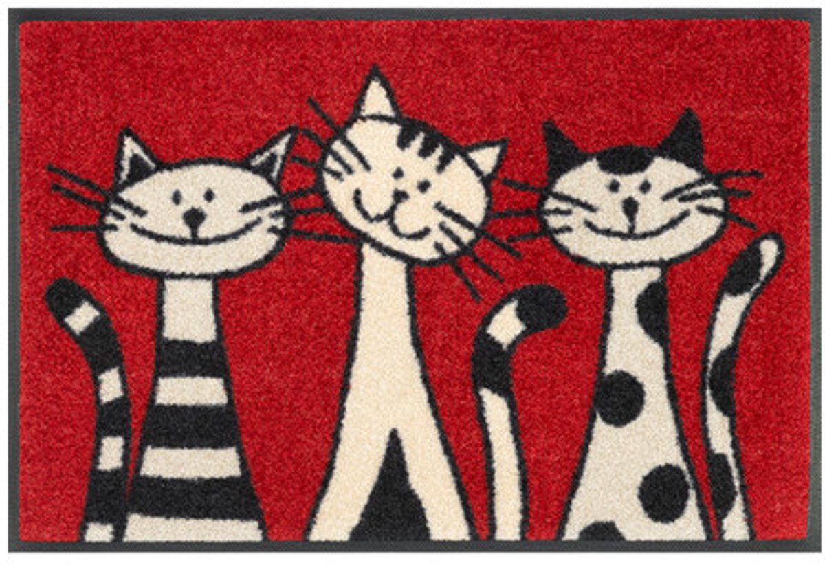 Kleen-Tex Wash-Dry Design Wasbare Deurmat - Three Cats - 40 x 60 cm