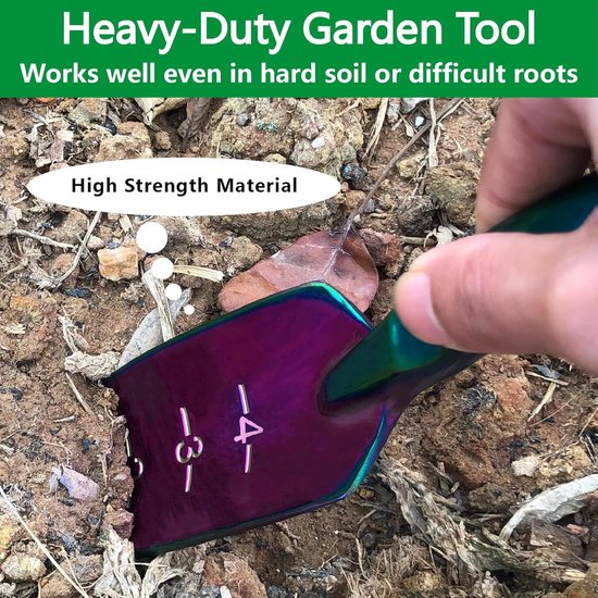 Tuinschep - Tuingereedschap met handgereedschap, Zware tuinschep, Hoogwaardig gelegeerd staal, Geschikt voor het graven in de grond, planten en wieden, Stevige metalen handgreep, Felle kleuren van Merkloos	 — afbeelding 3