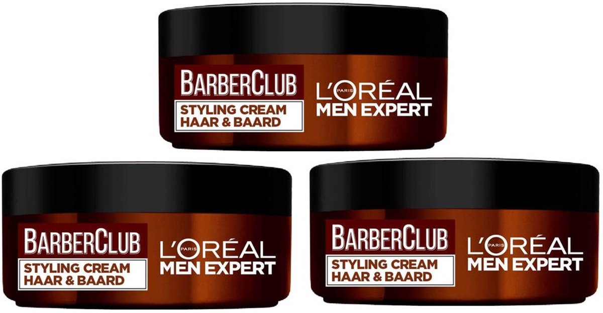 L’Oréal Paris Men Expert BarberClub Beard & Hair Styling Cream - 3 x 75 ml
