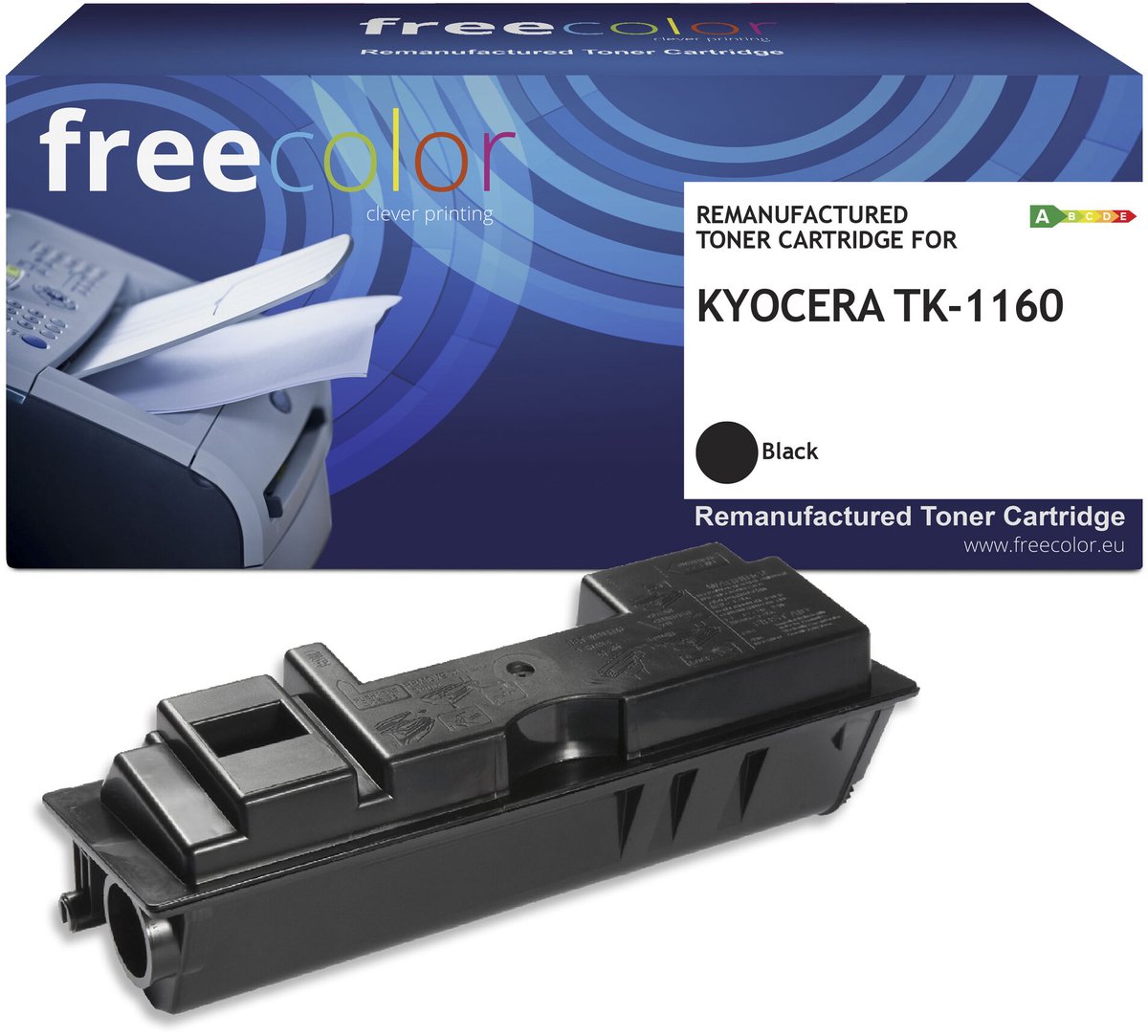 Freecolor - Vervangt Kyocera TK-1160 Toner - Zwart - 7.200 pagina's - Compatible