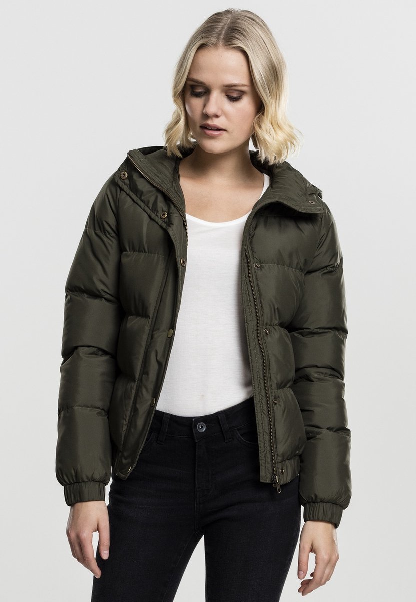 Urban Classics Hooded Puffer Dames Tussenseizoensjas – XS Groen