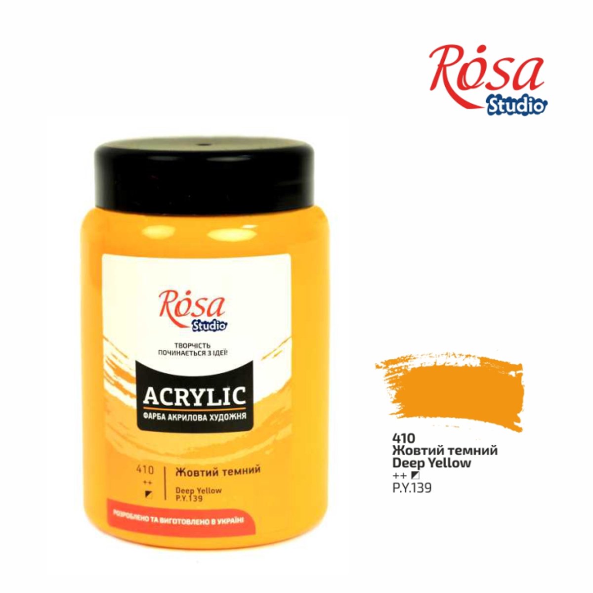 Rosa Studio acrylverf 400 ml geel speelgoed hobbyverf satijnglans.
