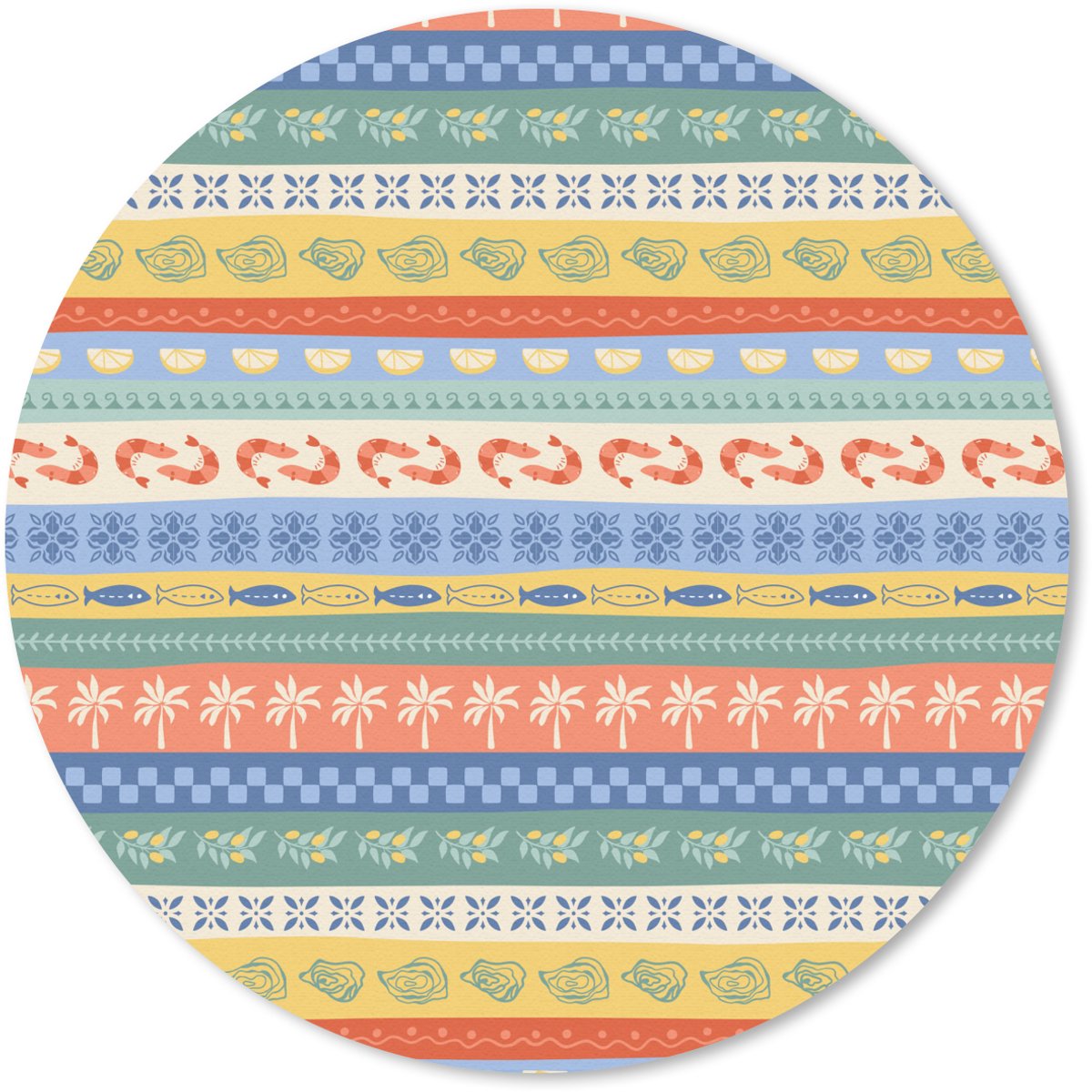 Muismat rond 20x20 cm - Mousepad Zee - Sfeer - Oester - Garnaal - Ronde muismatten