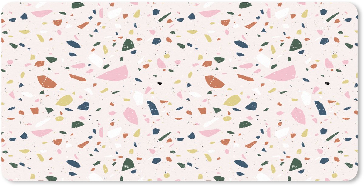 Muismat XXL 120x60 cm - Bureau onderlegger - Bureau mat Terrazzo - Patroon - Kleurrijk - Bureaumat - Gaming mousepad xl - Bureaulegger groot - Computer deskmat