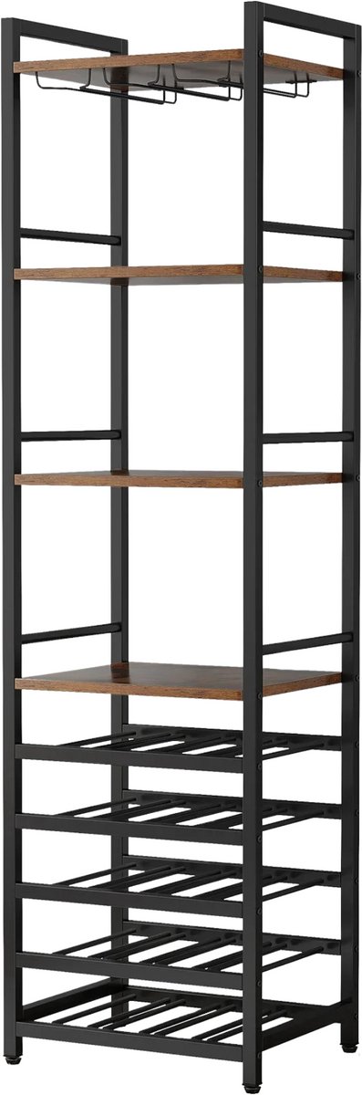 Wijnrek voor 12 flessen - Wijnkast - 6 lagen - Barkast - Glazenhouder - Bar, keuken of woonkamer
