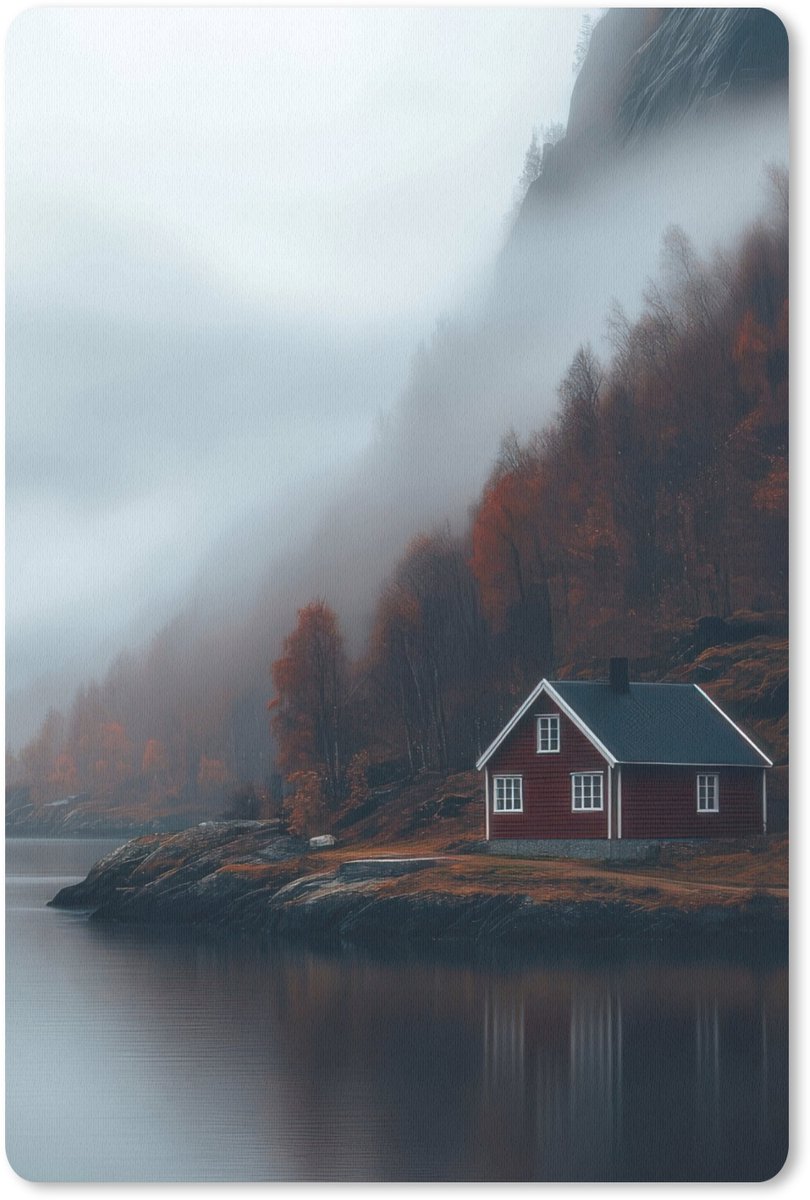 Muismat 18x27 cm - Mousepad Huis - Rood - Bergen - Water - Muismatten
