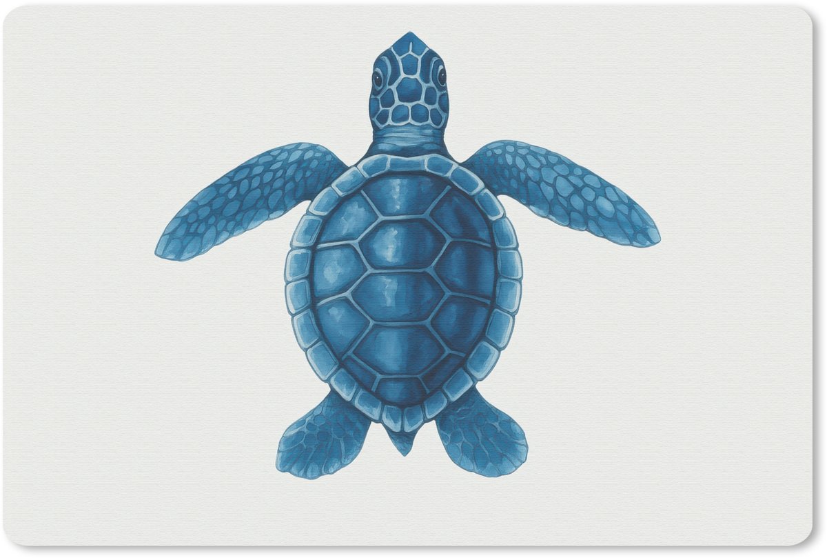 Muismat 27x18 cm - Mousepad Schildpad - Blauw - Schild - Muismatten