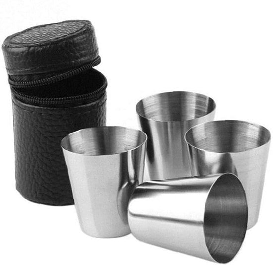 Foto: Rvs shotglazen shotglaasjes borrelglaasjes 30ml 1 set van 4 stuks uitstekende kwaliteit