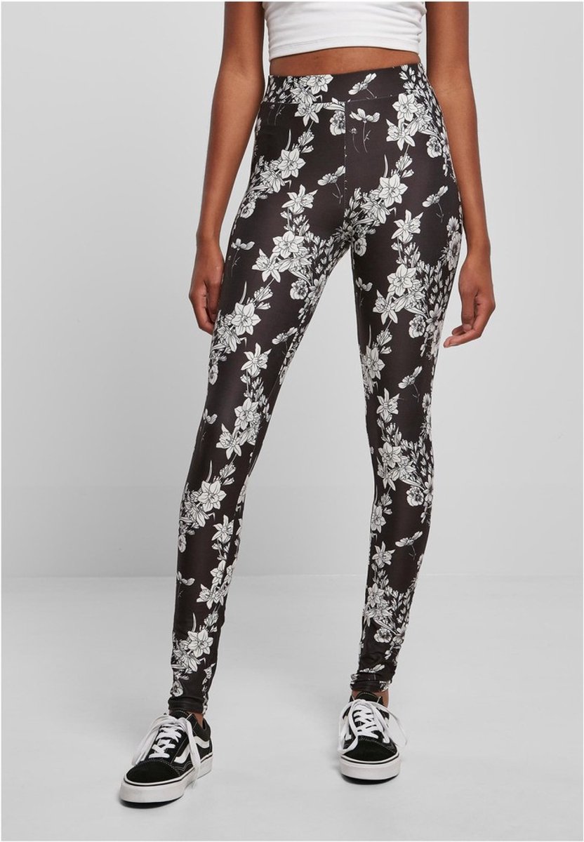 Urban Classics Soft AOP blackflower Legging XS Zwart