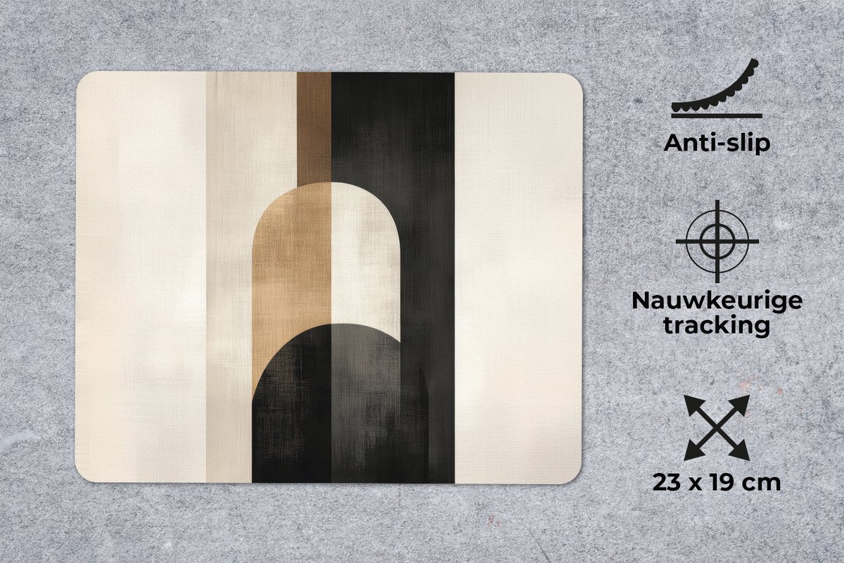 Muismat 23x19 cm - Mousepad Geometrische - Vormen - Wit - Muismatten