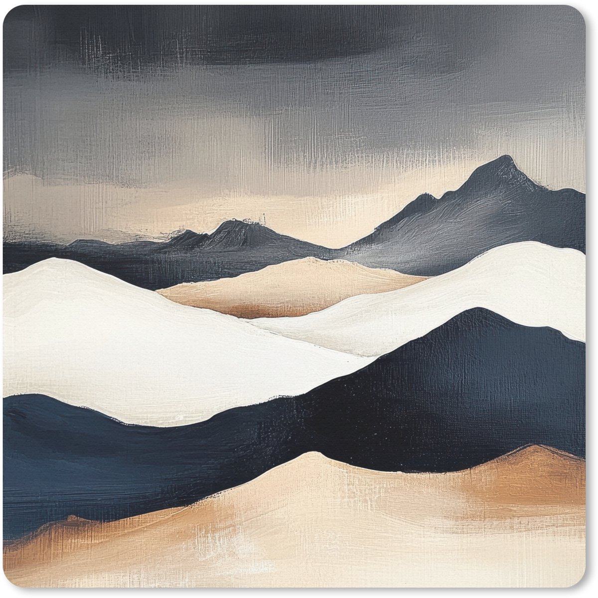 Muismat 20x20 cm - Mousepad Bergen - Donkerblauw - Landschap - Muismatten