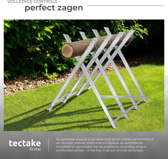 Relaxdays zaagbok, tot 400 kg, kettingzaagbok, robuust staal, verstelbaar, HBD: ca. 107 x 81 x 53 cm, zwart
