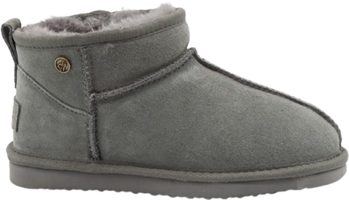 Alpacas Footwear - Dames - Echt suéde korte laarzen met stoere naad - Gevoerd met 100% zacht lamswol - Grijs – 40