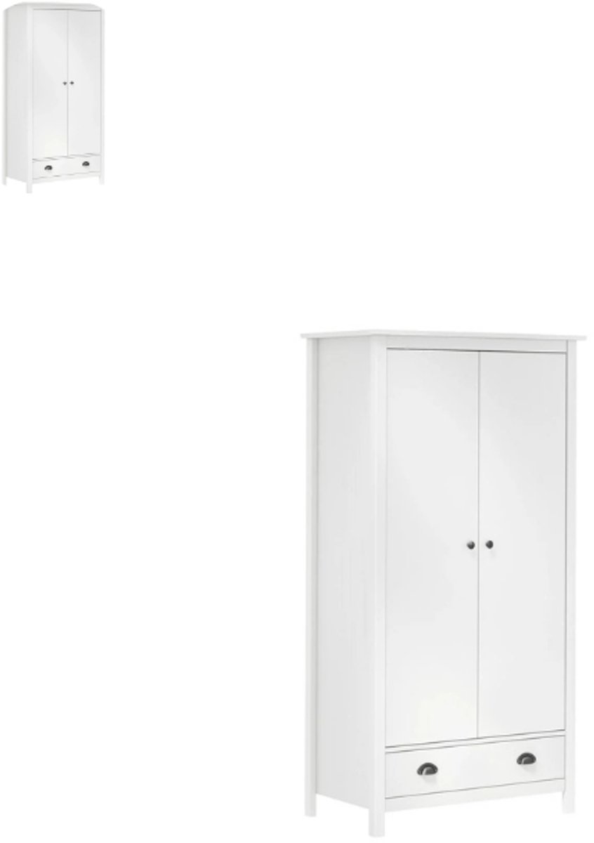 Kledingkast - Slaapkamer - Kledingkasten - Ladekasten - Commode - Organizer - Massief - Wit