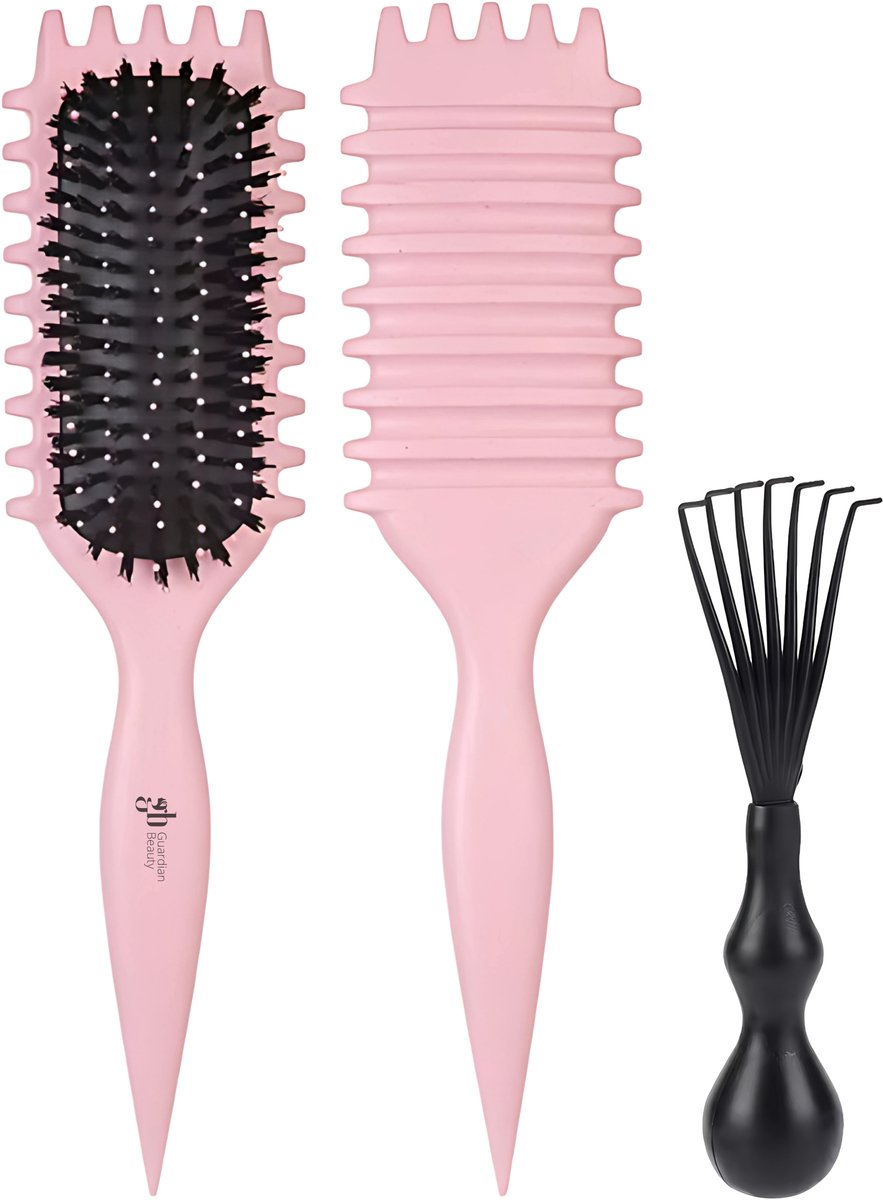 Guardian Beauty Haarborstel - Kruldefiniërende Borstel - Met Haarborstelreiniger - Roze