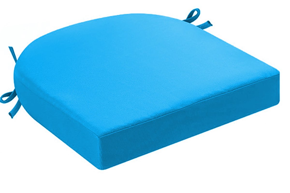 Kussens voor buitenstoelen, set van 2, kussens voor tuinstoelen, waterdicht, met strikbanden, zitkussens voor buiten, kussens voor tuinstoelen, eetkamerstoel, 43 x 43 x 5 cm,Hemelsblauw