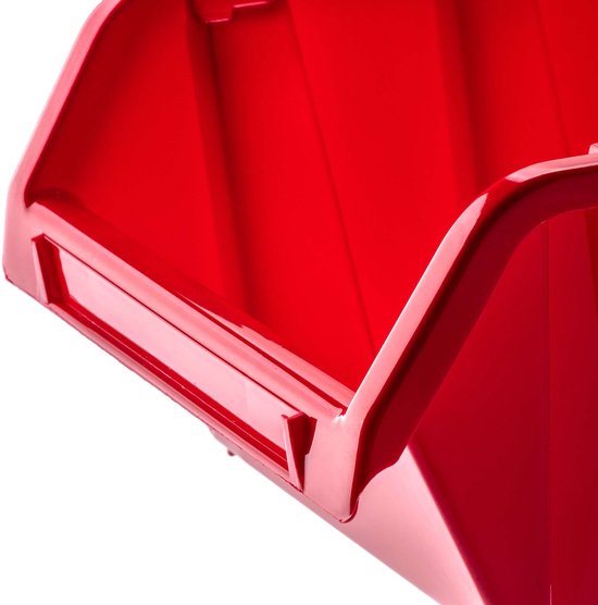 Caisse empilable d'atelier KADAX, caisse empilable en plastique PP, boîte de rangement de différentes tailles, boîtes de rangement pour murs d'outils, boîte de rangement, boîte de tri (rouge, 50 pièces, 230 x 160 mm)
