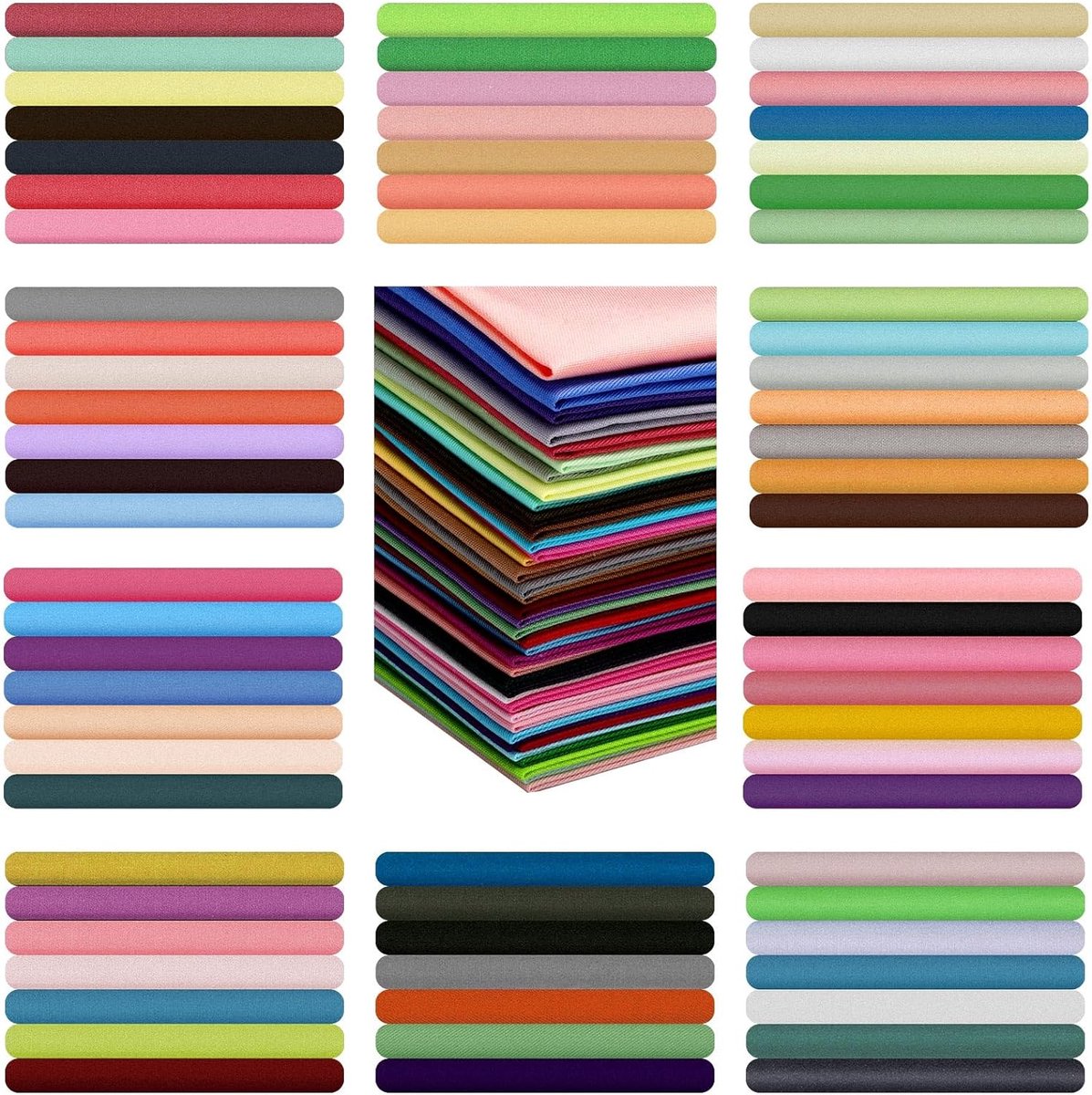 Creatorally 70 stuks Katoenen Stoffen - Vierkante Lapjes Stoffen - 25x25 cm - Effen Kleur Lapjes - Naaien DIY - Bedding - quilt - patchwork - Stof voor Quilten