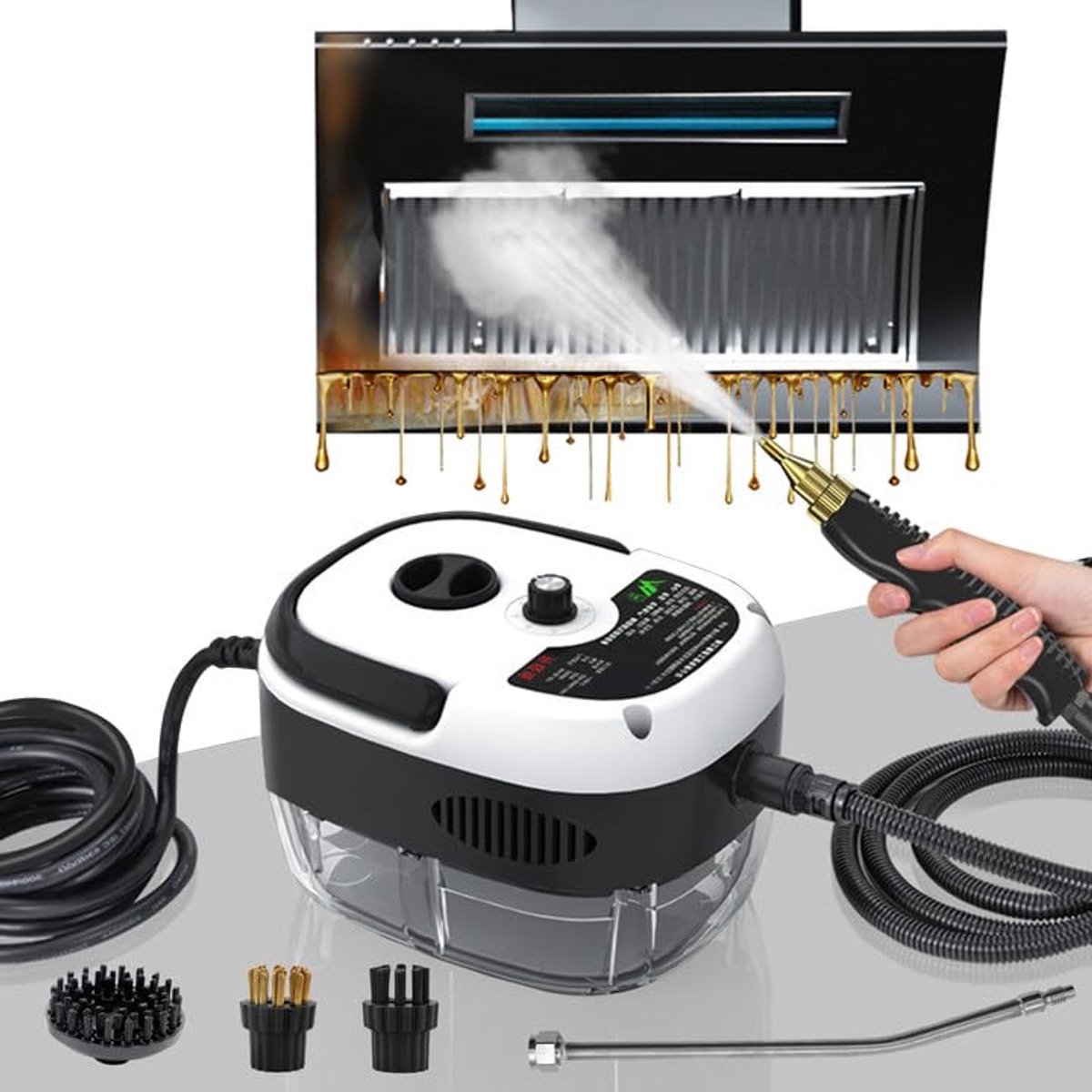 2500 W stoomreiniger voor het reinigen van de auto thuis, snelle opwarming, stoomreiniger op hoge temperatuur, draagbare handdruk stoomreinigingsmachine