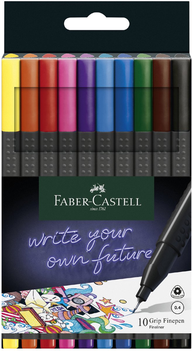 Faber-Castell fineliner - Grip - schrijfbreedte 0,4mm - etui 30 stuks - pastel + neon + basic kleuren - FC-151630 — cadeau in Hobby - foto 5