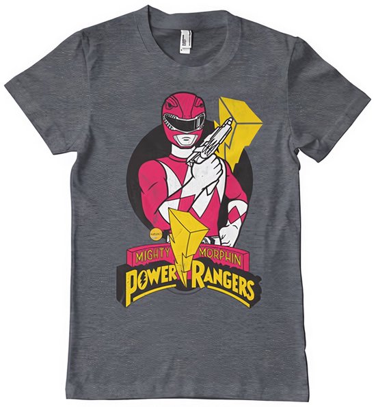 T-shirt Power Rangers, pose du Ranger Rouge, gris foncé chiné, taille L ...