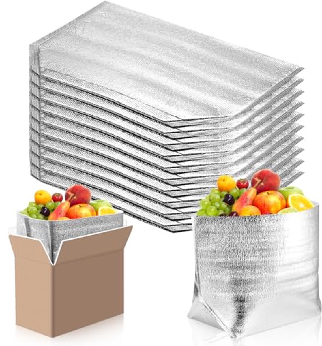 Image of 10 Geïsoleerde Verzendzakken voor Bevroren en Warm Voedsel - Waterdichte Herbruikbare Isolatiezakken voor Boodschappen