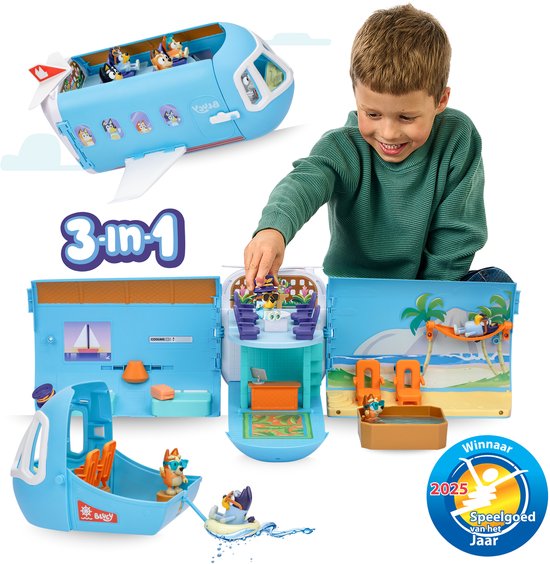 3 in 1 Transformerend Vliegtuig Speelset – Incl. Bluey en Bingo speelfiguren 