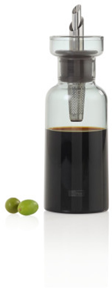 AdHoc AromaPour Olijfolie- en Azijnfles met Schenktuit – 120 ml – Glazen Oliedispenser met RVS Dop – Lekvrij & Precies Schenken – Design Keukenaccessoire
